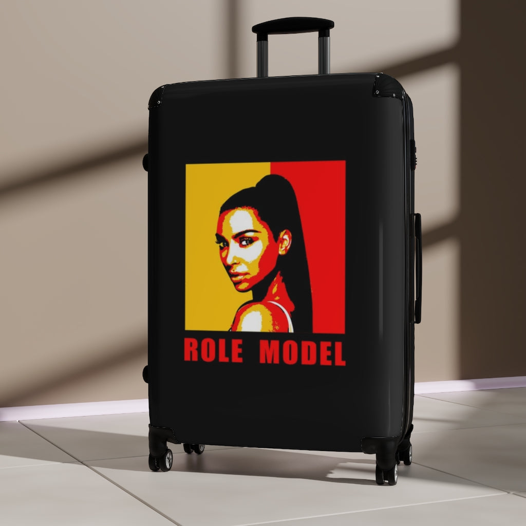 Geotrott Kim Kardashian Role Model Black, Red, Yellow Cabin Suitcase Extended Storage Adjustable Telescopic Handle Double Wheeled Polycarbonate Hard-Shell Built-In Lock