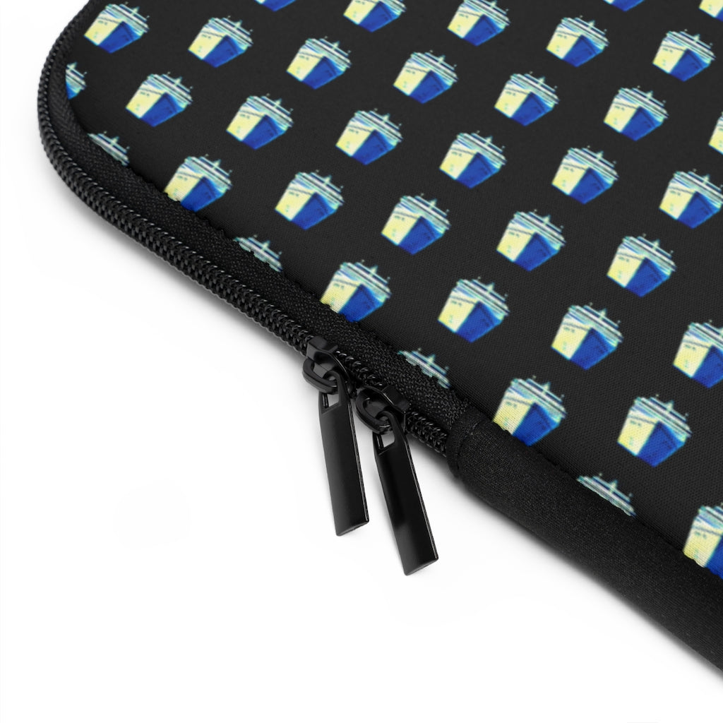 Geotrott Old Blue Cruise Ships Pattern Black Laptop Sleeve