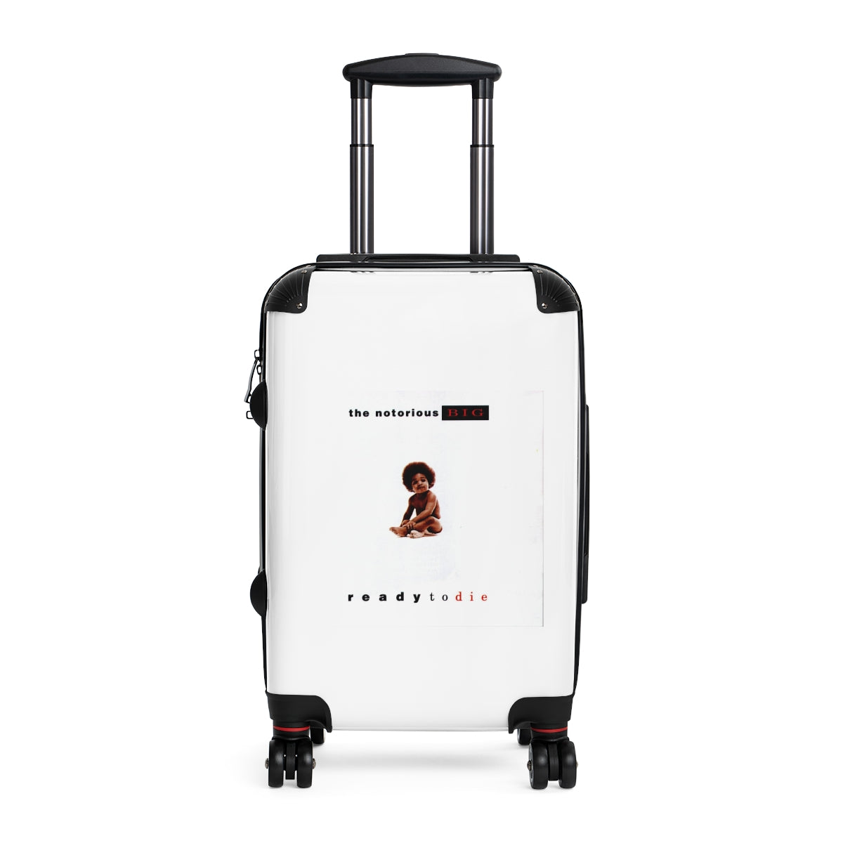 Geotrott The Notorious Big Ready To Die White Cabin Suitcase Extended Storage Adjustable Telescopic Handle Double Wheeled Polycarbonate Hard Shell Built In Lock