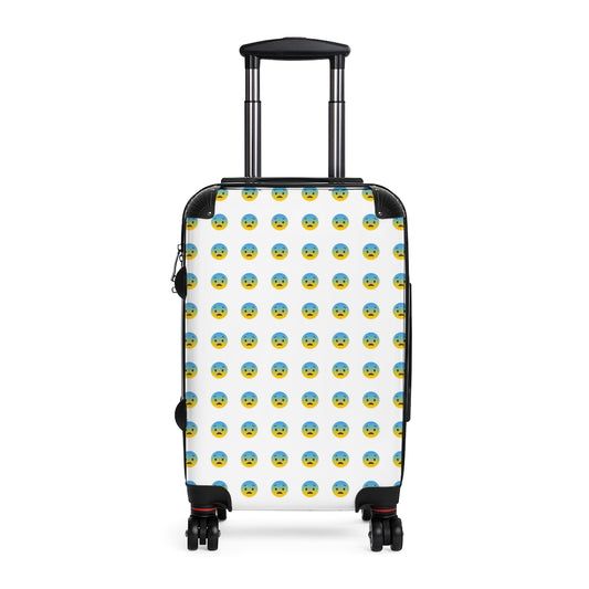 Geotrott Emojis Fearful Face Cabin Suitcase Extended Storage Adjustable Telescopic Handle Double Wheeled Polycarbonate Hard-Shell Built-In Lock
