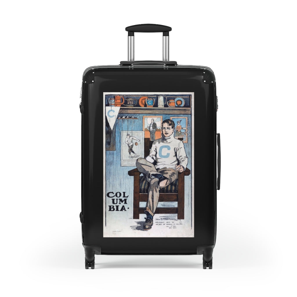 Geotrott Col Um Bia University Club World Classic Poster Black Cabin Suitcase Extended Storage Adjustable Telescopic Handle Double Wheeled Polycarbonate Hard-Shell Built-In Lock