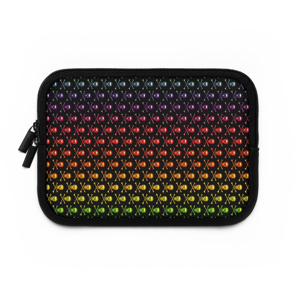 Getrott Raibow Skull and Bones Pattern Black Laptop Sleeve-Laptop Sleeve-Geotrott