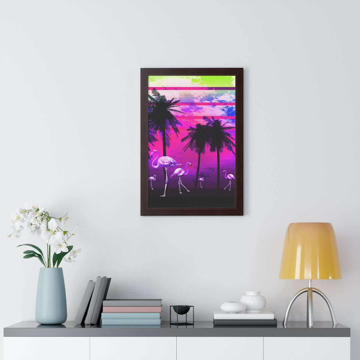 Getrott Pink Beach Flamingo Sunset Framed Paper Posters LexJet Premium 200 gsm paper-Poster-Geotrott