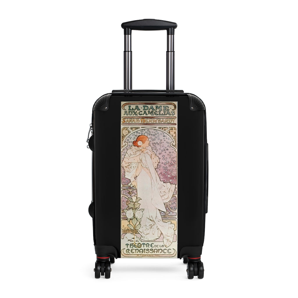 Geotrott La Dame Aux Camelias Sarah Bernhardt World Classic Poster Black Cabin Suitcase Extended Storage Adjustable Telescopic Handle Double Wheeled Polycarbonate Hard-Shell Built-In Lock