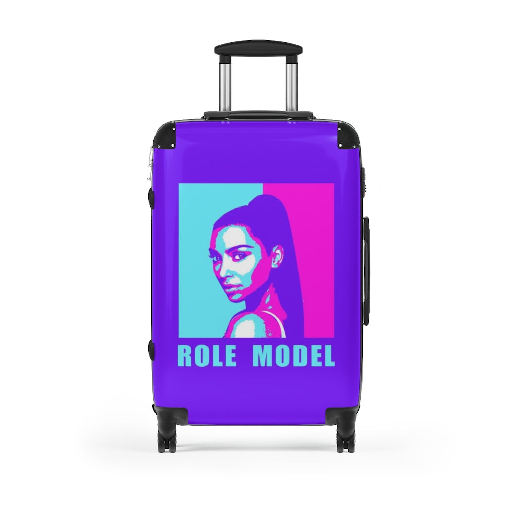 Geotrott Purple And Pink Kin Kardashian Role Model Cabin Luggage Extended Storage Adjustable Telescopic Handle Double Wheeled Polycarbonate Hard-Shell Built-In Lock