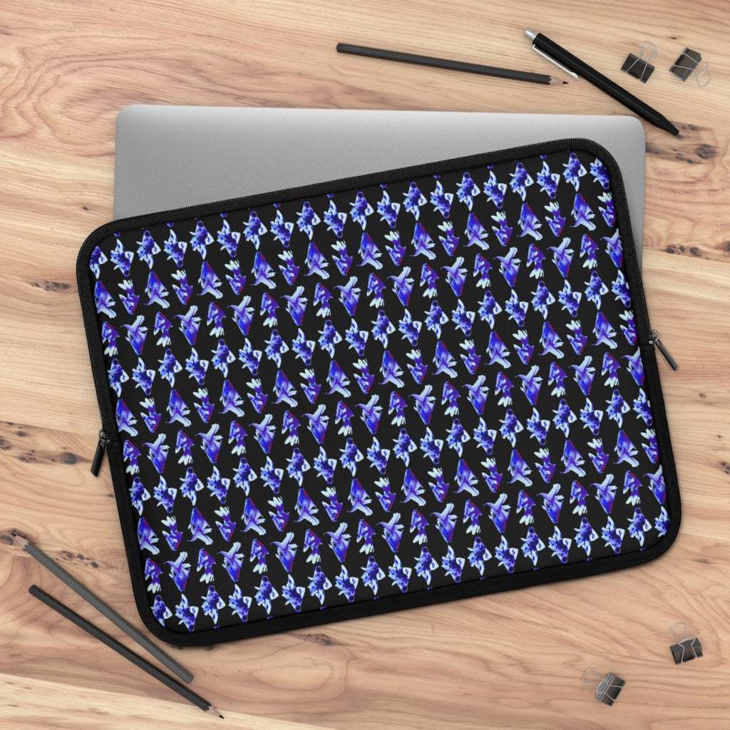Geotrott Blue Goldfish Pattern Black Laptop Sleeve