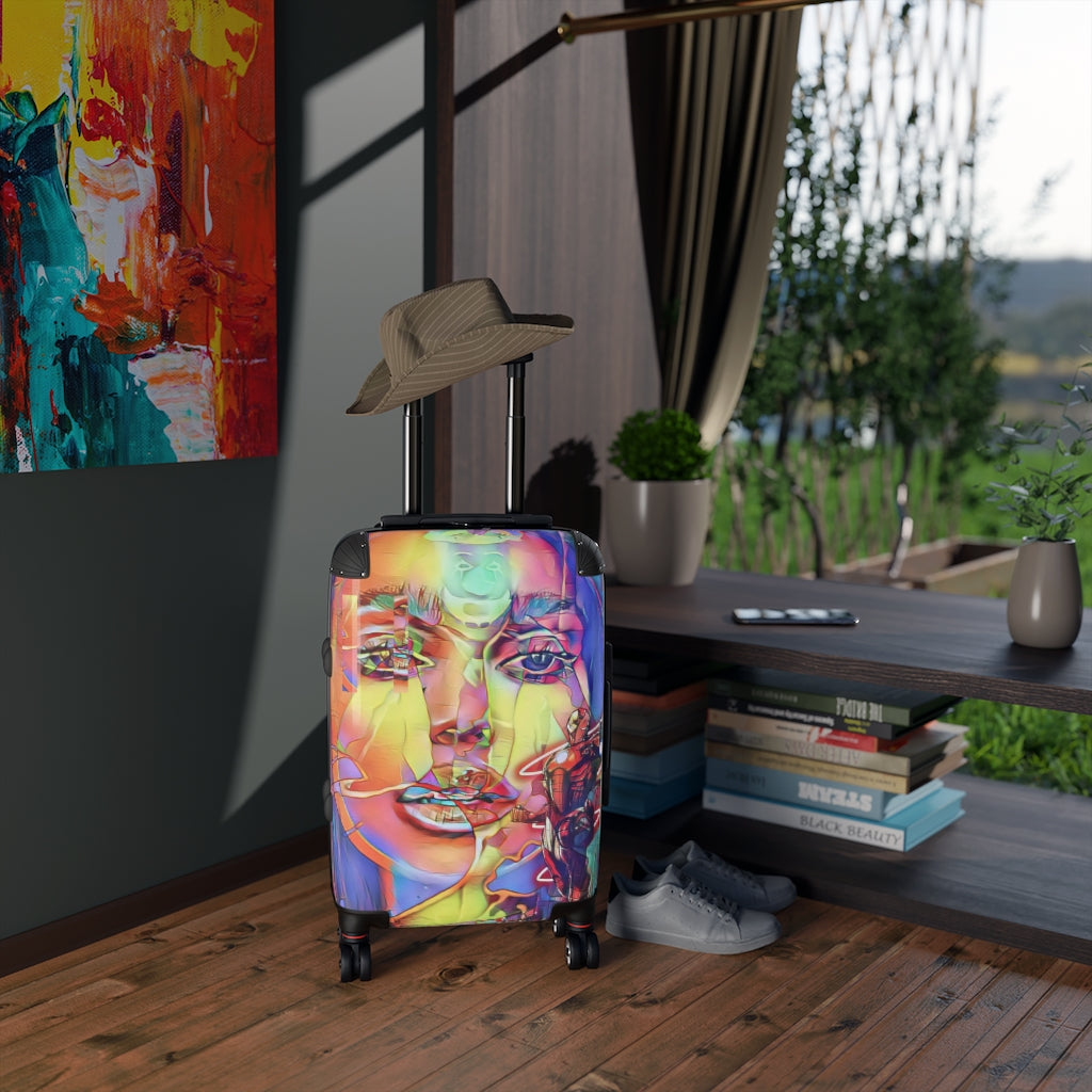 Geotrott Bollywood Princes Graffiti Cabin Suitcase Extended Storage Adjustable Telescopic Handle Double Wheeled Polycarbonate Hard-Shell Built-In Lock