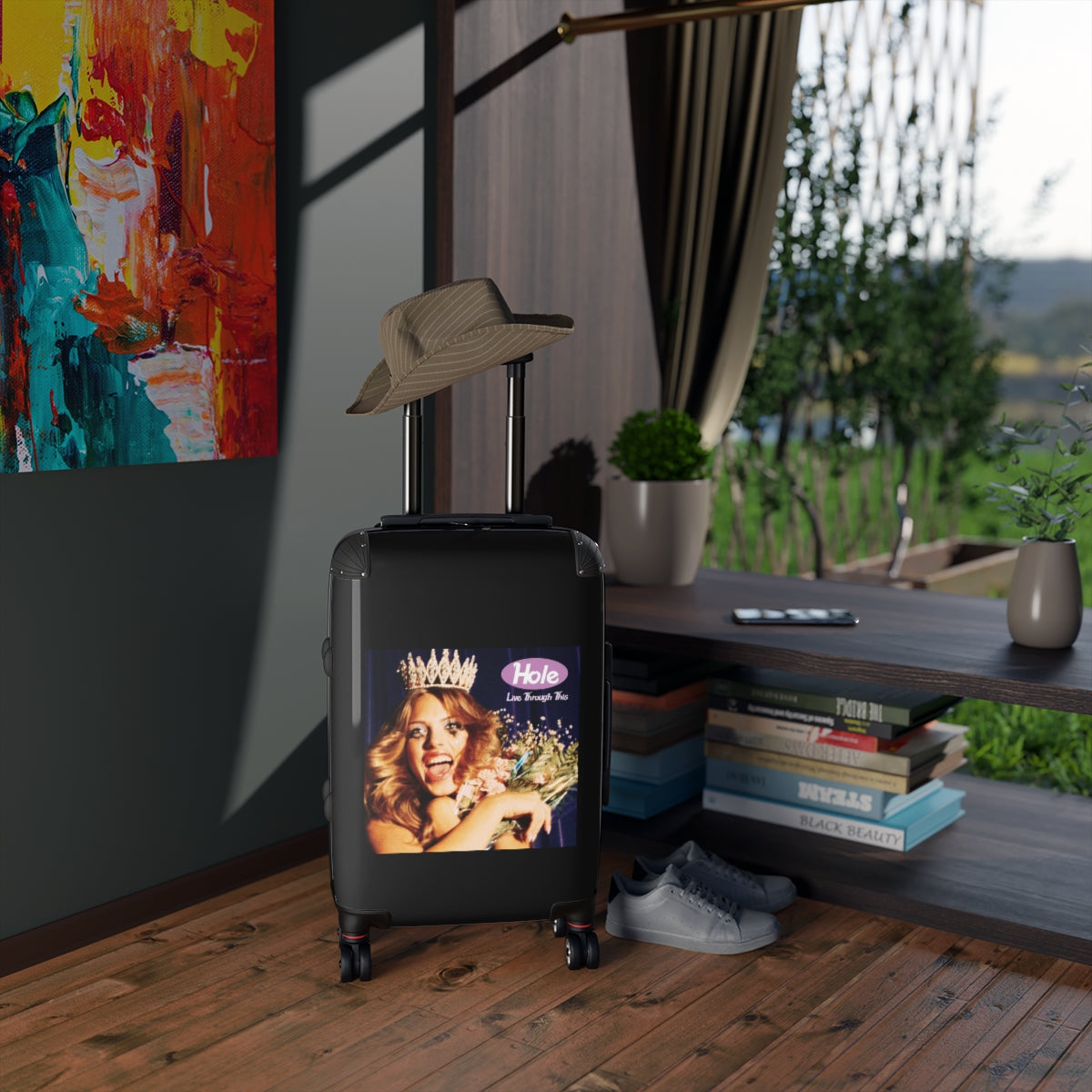 Geotrott Hole Live Through This 1994 Black Cabin Suitcase Extended Storage Adjustable Telescopic Handle Double Wheeled Polycarbonate Hard Shell Built In Lock