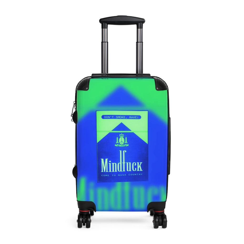 Getrott Dont Smoke Rave MindFuck Come to Nasa Country Nightclub Blue Flyer Cabin Suitcase Inner Pockets Extended Storage Adjustable Telescopic Handle Inner Pockets Double wheeled Polycarbonate Hard-shell Built-in Lock