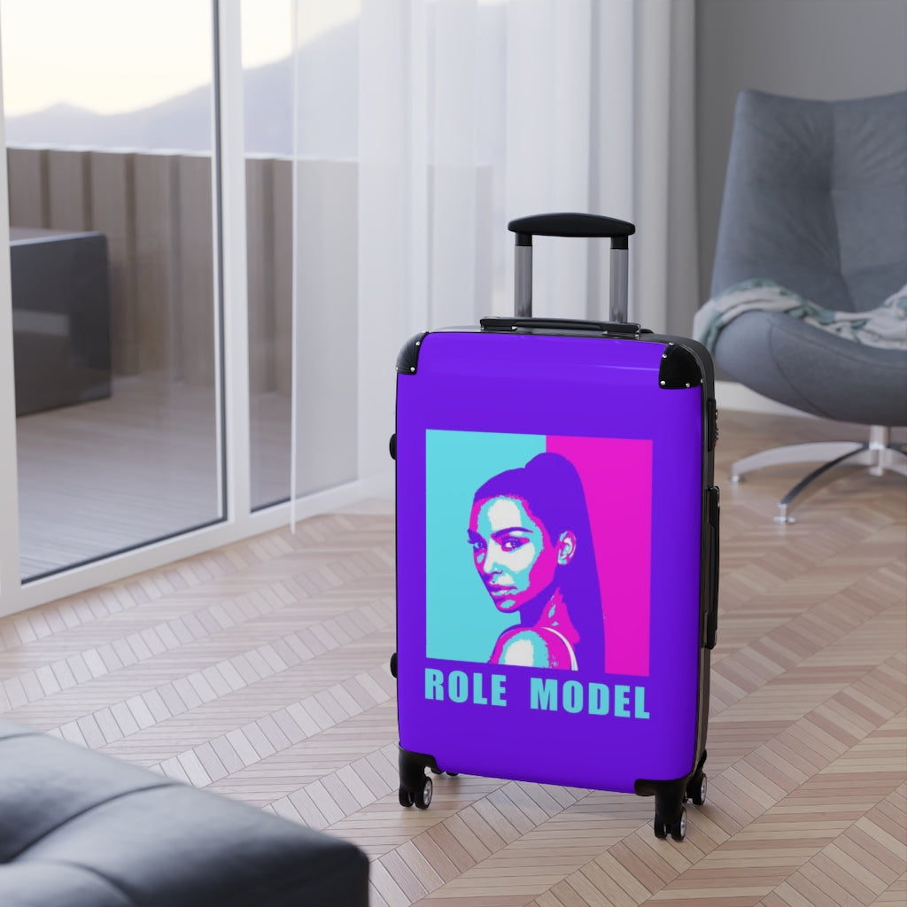 Geotrott Purple And Pink Kin Kardashian Role Model Cabin Luggage Extended Storage Adjustable Telescopic Handle Double Wheeled Polycarbonate Hard-Shell Built-In Lock