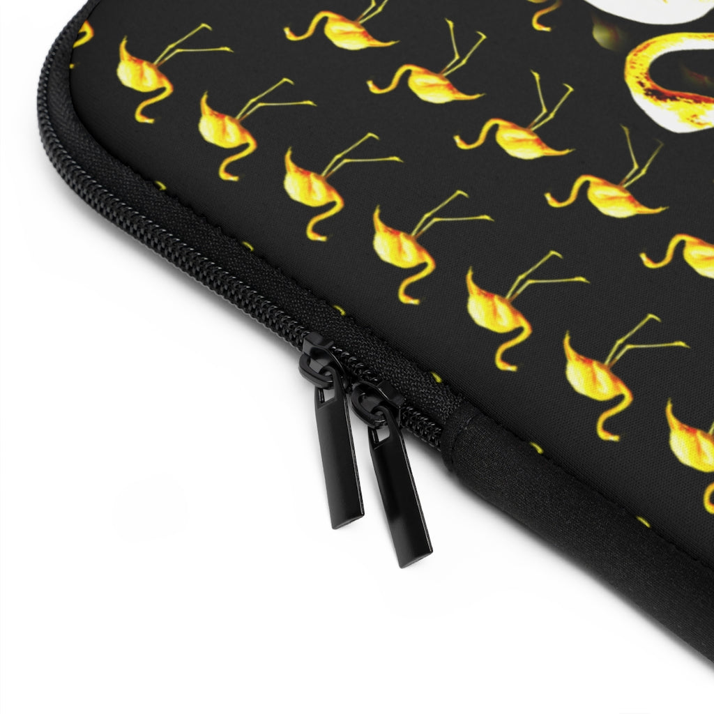 Getrott Yellow Flamingos Kissing Black Laptop Sleeve-Laptop Sleeve-Geotrott