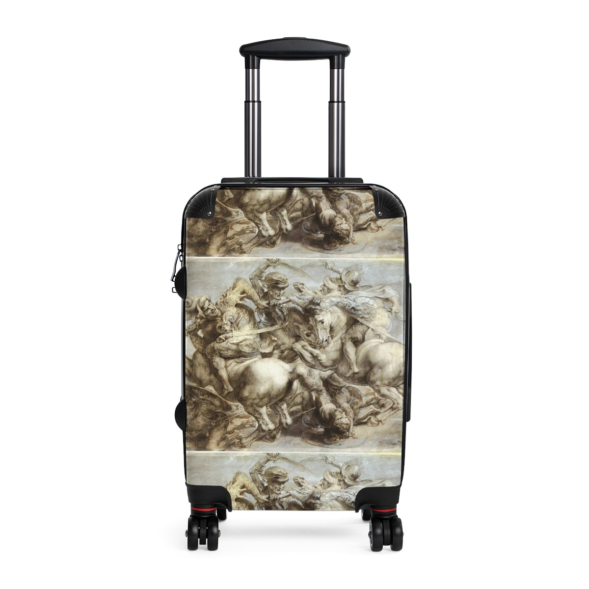 Getrott The Battle of Anghiari (Leonardo) by Leonardo Da Vinci Black Cabin Suitcase Extended Storage Adjustable Telescopic Handle Double wheeled Polycarbonate Hard-shell Built-in Lock-Bags-Geotrott