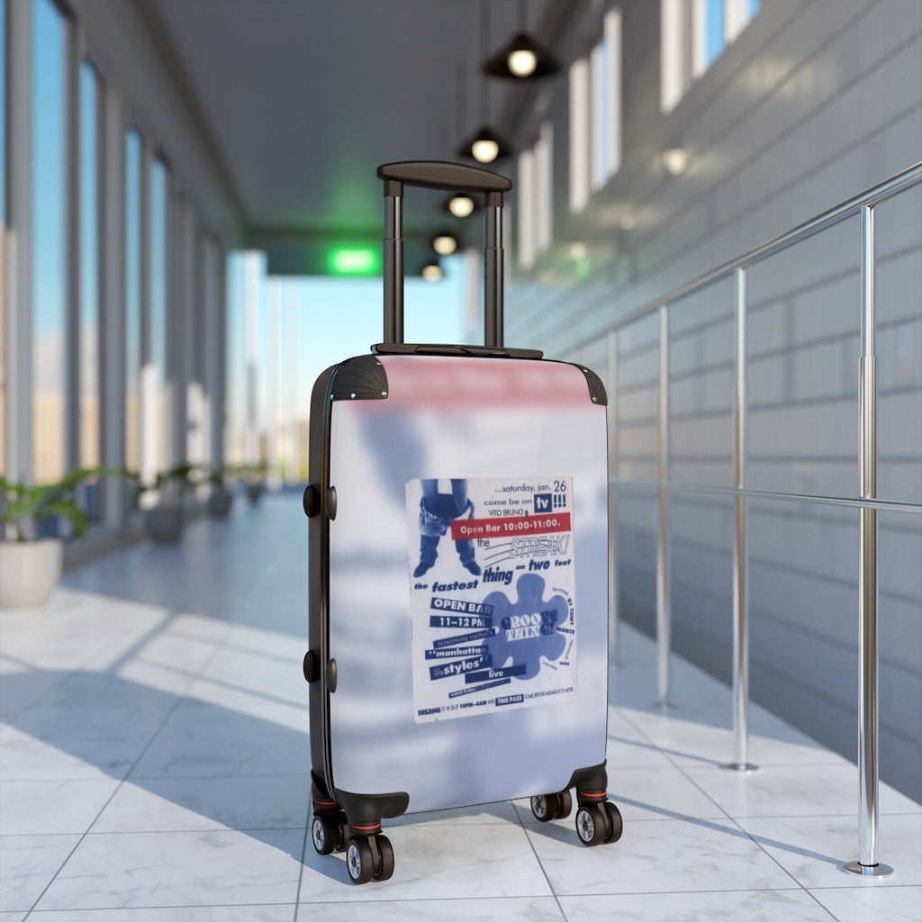 Getrott Vito Bruno The Streak The Fastest Thing on Two Feet NYC Groove Thing Dj Tony Monte Party Flyer Cabin Suitcase Extended Storage Adjustable Telescopic Handle Double wheeled Polycarbonate Hard-shell Built-in Lock-Bags-Geotrott