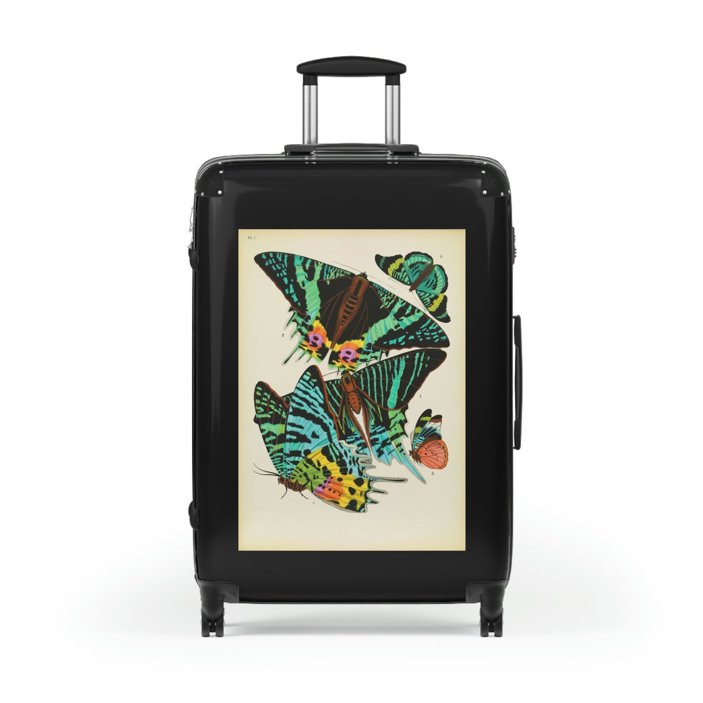 Geotrott Butterflies Macrolepidopteran Rhopalocera Lepidoptera Black Red Yellow Cabin Suitcase Rolling Luggage Extended Storage Adjustable Telescopic Handle Double Wheeled Polycarbonate Hard-Shell Built-In Lock