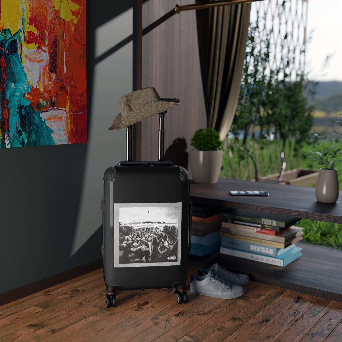Geotrott Kendrick Lamar To Pimp A Butterfly 2015 Black Cabin Suitcase Extended Storage Adjustable Telescopic Handle Double Wheeled Polycarbonate Hard Shell Built In Lock