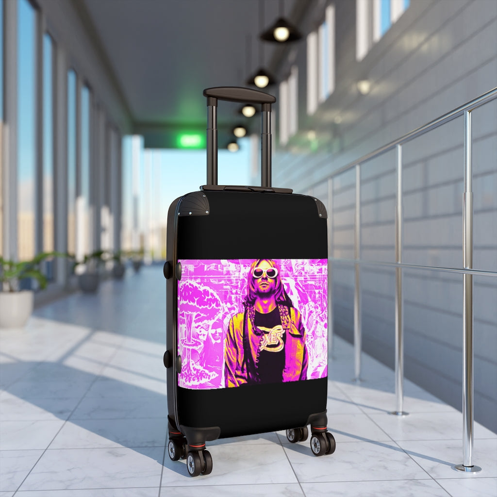 Getrott Nirvana Pink Graffiti Kurt Cobain Punk Cabin Suitcase Extended Storage Adjustable Telescopic Handle Double wheeled Polycarbonate Hard-shell Built-in Lock-Bags-Geotrott
