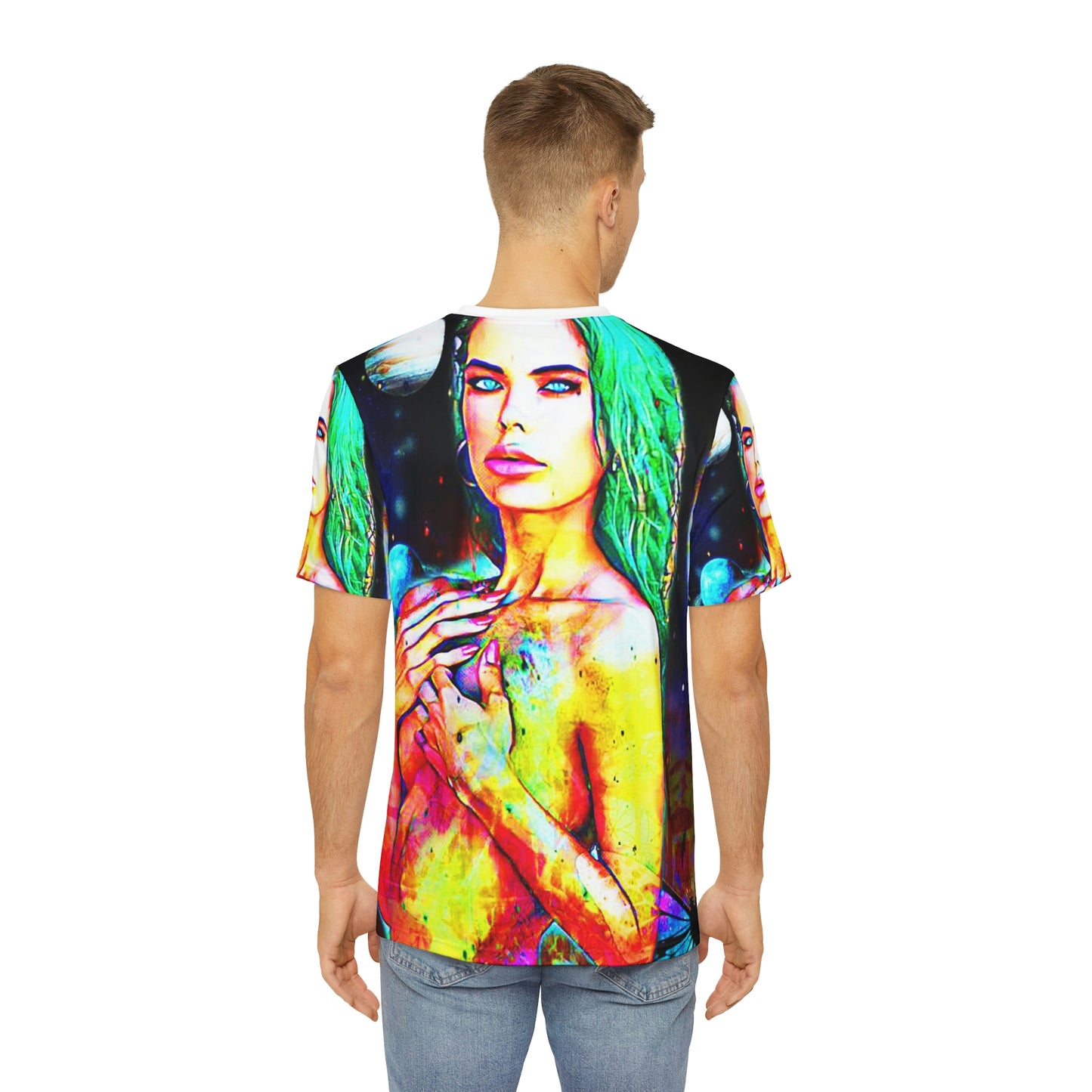 Copy Of Copy Of Copy Of Copy Of Copy Of Eddy Bogaert Graffiti Bieber Statue Of Liberty Art Men'S Polyester Tee (Aop)