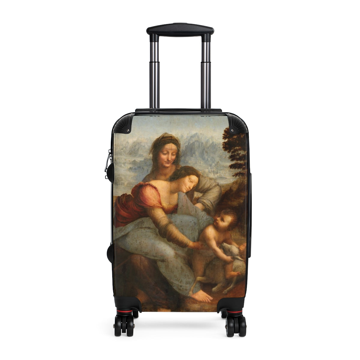 Getrott The Virgin and Child with Saint Anne by Leonardo Da Vinci Black Cabin Suitcase Extended Storage Adjustable Telescopic Handle Double wheeled Polycarbonate Hard-shell Built-in Lock-Bags-Geotrott