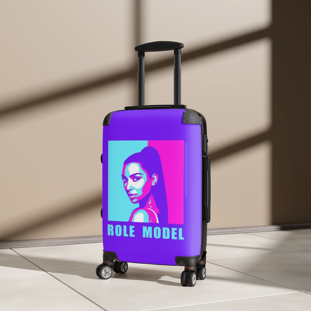 Geotrott Purple And Pink Kin Kardashian Role Model Cabin Luggage Extended Storage Adjustable Telescopic Handle Double Wheeled Polycarbonate Hard-Shell Built-In Lock
