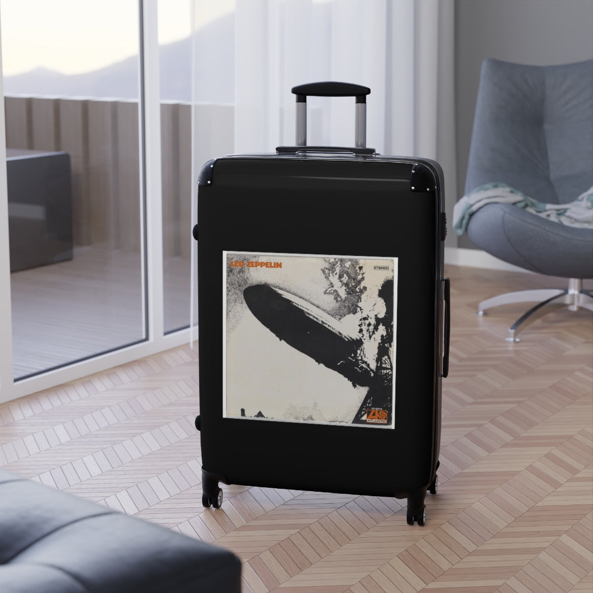 Geotrott Led Zeppelin Led Zeppelin 1969 Black Cabin Suitcase Extended Storage Adjustable Telescopic Handle Double Wheeled Polycarbonate Hard Shell Built In Lock