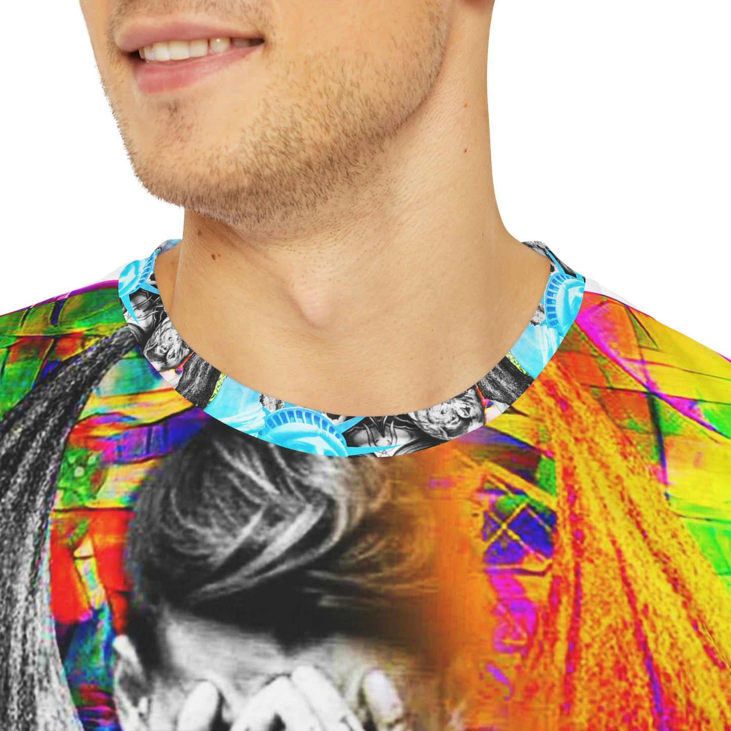 Eddy Bogaert Graffiti Bieber Statue Of Liberty Art Men'S Polyester Tee (Aop)