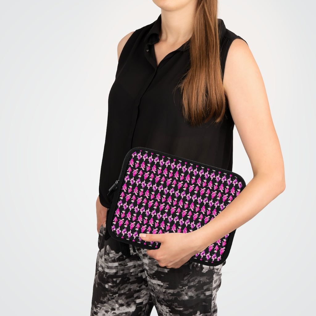 Geotrott Pink Goldfish Pattern Black Laptop Sleeve