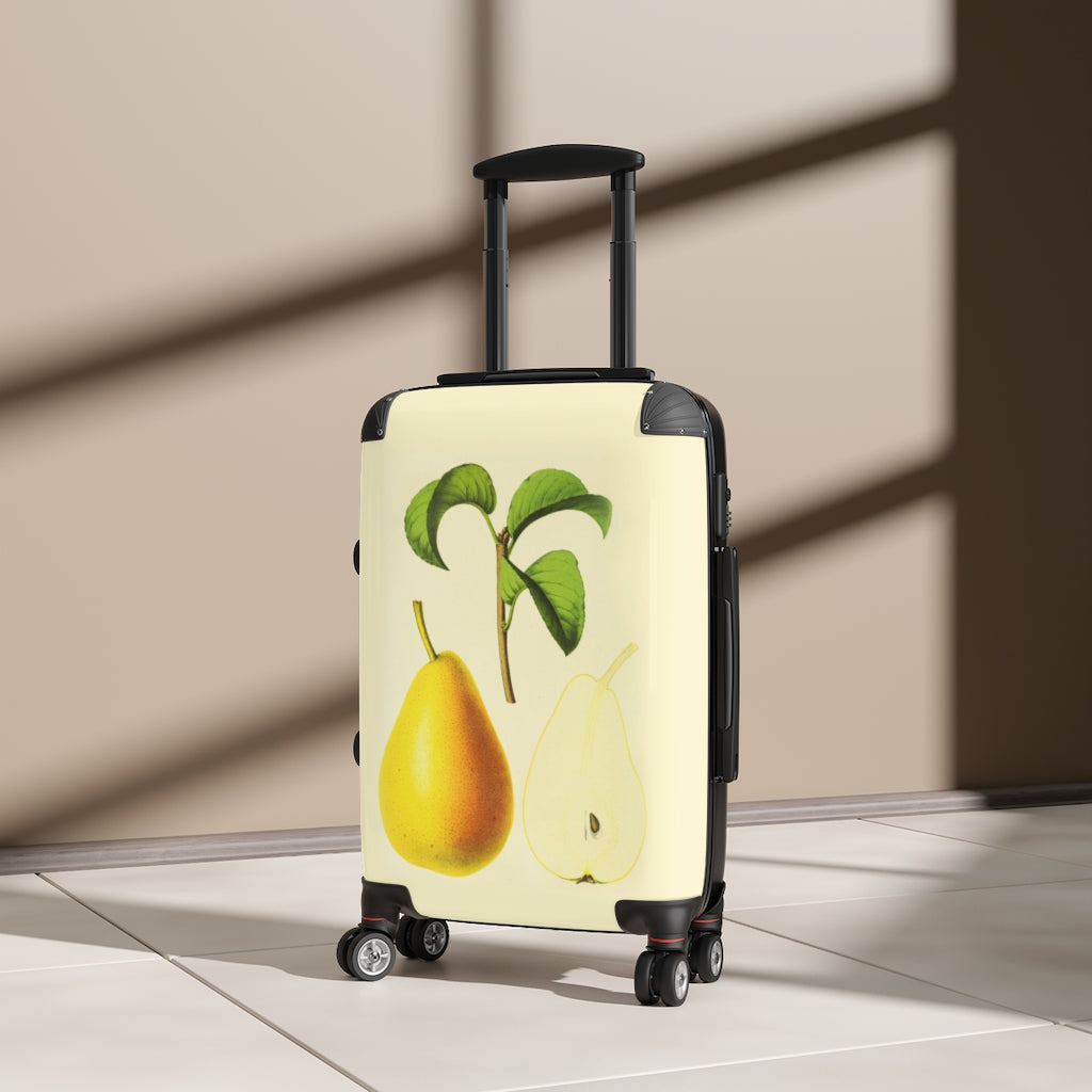 Getrott Yellow Pear Farm Collection Cabin Suitcase Inner Pockets Extended Storage Adjustable Telescopic Handle Inner Pockets Double wheeled Polycarbonate Hard-shell Built-in Lock
