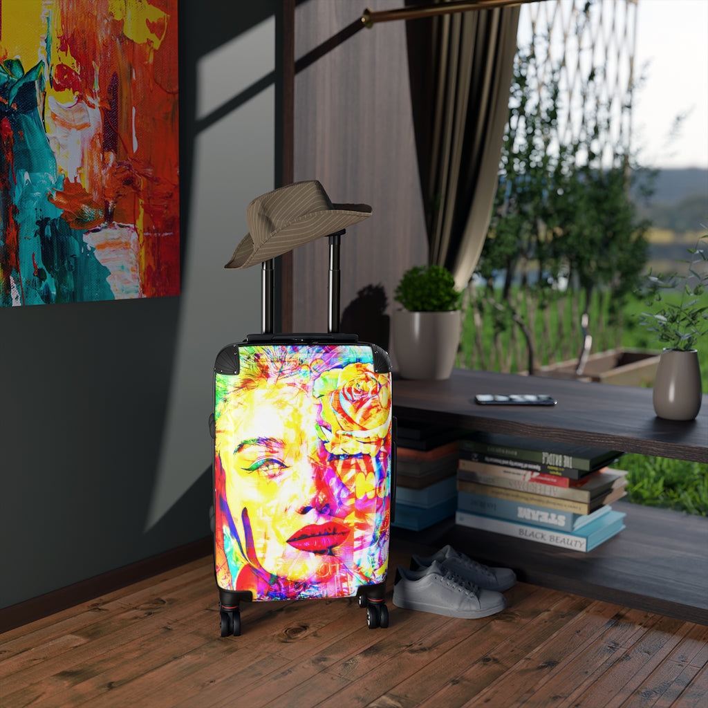 Getrott Luna Face Graffiti Art Cabin Suitcase Extended Storage Adjustable Telescopic Handle Double wheeled Polycarbonate Hard-shell Built-in Lock-Bags-Geotrott