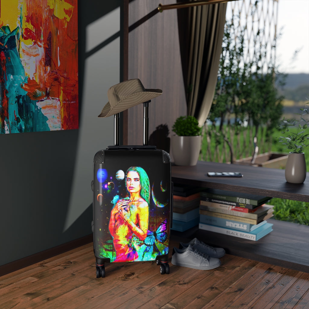Getrott Night Goddess Super Model Graffiti Art Cabin Suitcase Extended Storage Adjustable Telescopic Handle Double wheeled Polycarbonate Hard-shell Built-in Lock-Bags-Geotrott