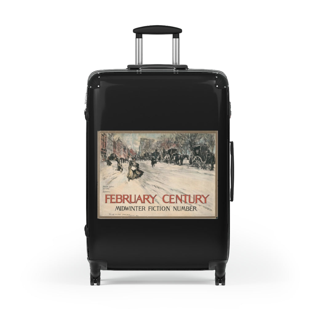 Geotrott February Century Midcentury Fiction Number World Classic Poster Black Cabin Suitcase Extended Storage Adjustable Telescopic Handle Double Wheeled Polycarbonate Hard-Shell Built-In Lock