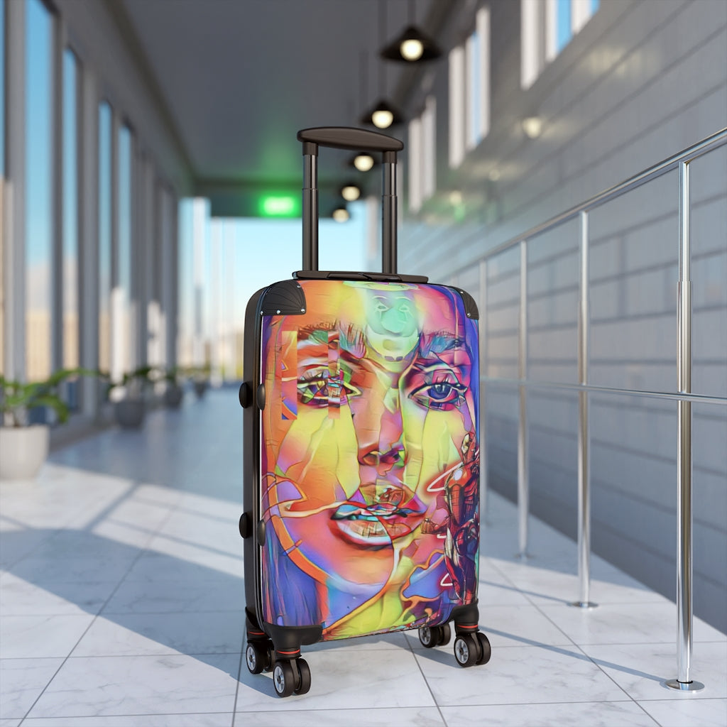 Geotrott Bollywood Princes Graffiti Cabin Suitcase Extended Storage Adjustable Telescopic Handle Double Wheeled Polycarbonate Hard-Shell Built-In Lock