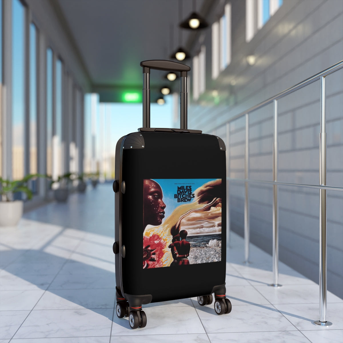 Getrott Miles Davis Bitches Brew 1969 Black Cabin Suitcase Extended Storage Adjustable Telescopic Handle Double wheeled Polycarbonate Hard-shell Built-in Lock-Bags-Geotrott