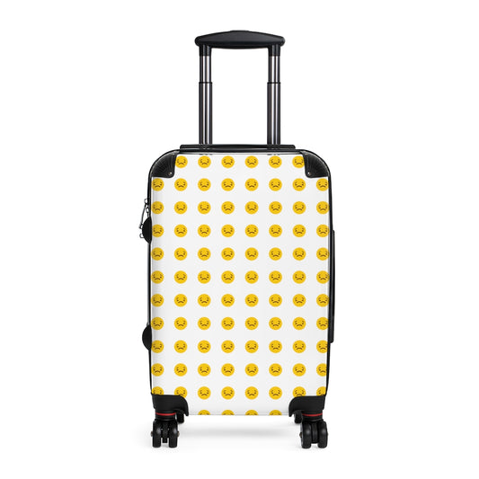 Geotrott Emojis Tired Face Cabin Suitcase Extended Storage Adjustable Telescopic Handle Double Wheeled Polycarbonate Hard-Shell Built-In Lock Carry-On Travel Check Luggage 4-Wheel Spinner Suitcase Bag Multiple Colors And Sizes