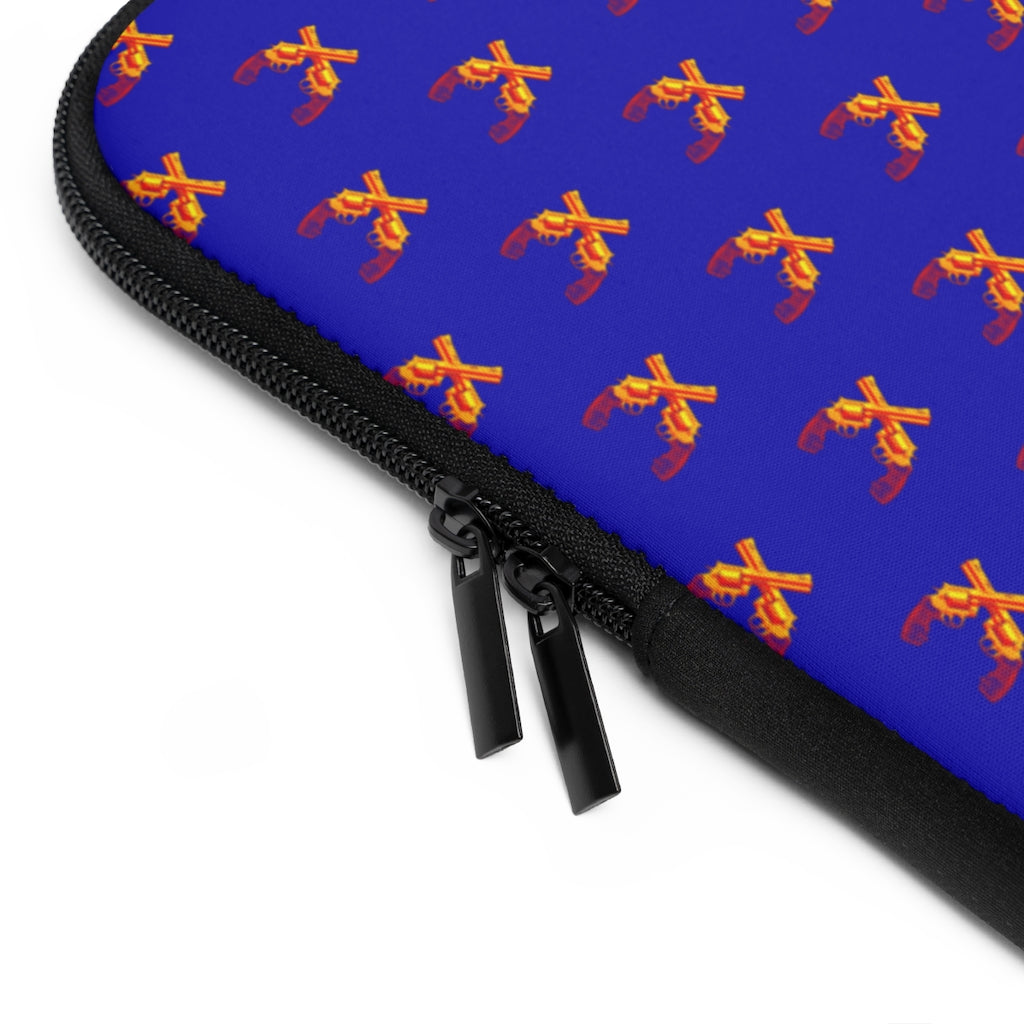 Geotrott Orange Magnum Guns Pattern Blue Laptop Sleeve
