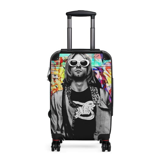 Geotrott Eddy Bogaert Graffiti Art Nirvana Kurt Cobain Cabin Suitcase Extended Storage Adjustable Telescopic Handle Double Wheeled Polycarbonate Hard-Shell Built-In Lock