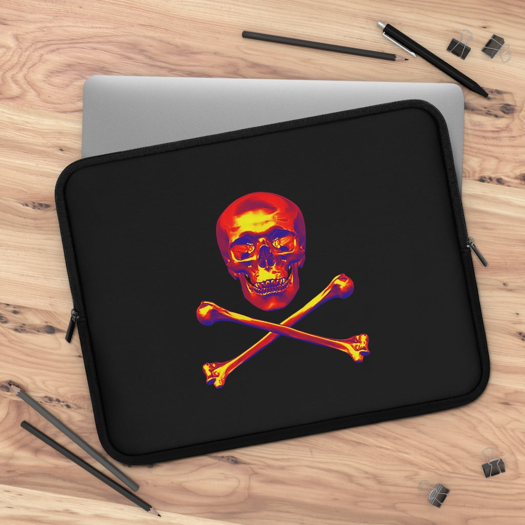 Geotrott Blue Red Yellow Skull And Bones Black Laptop Sleeve