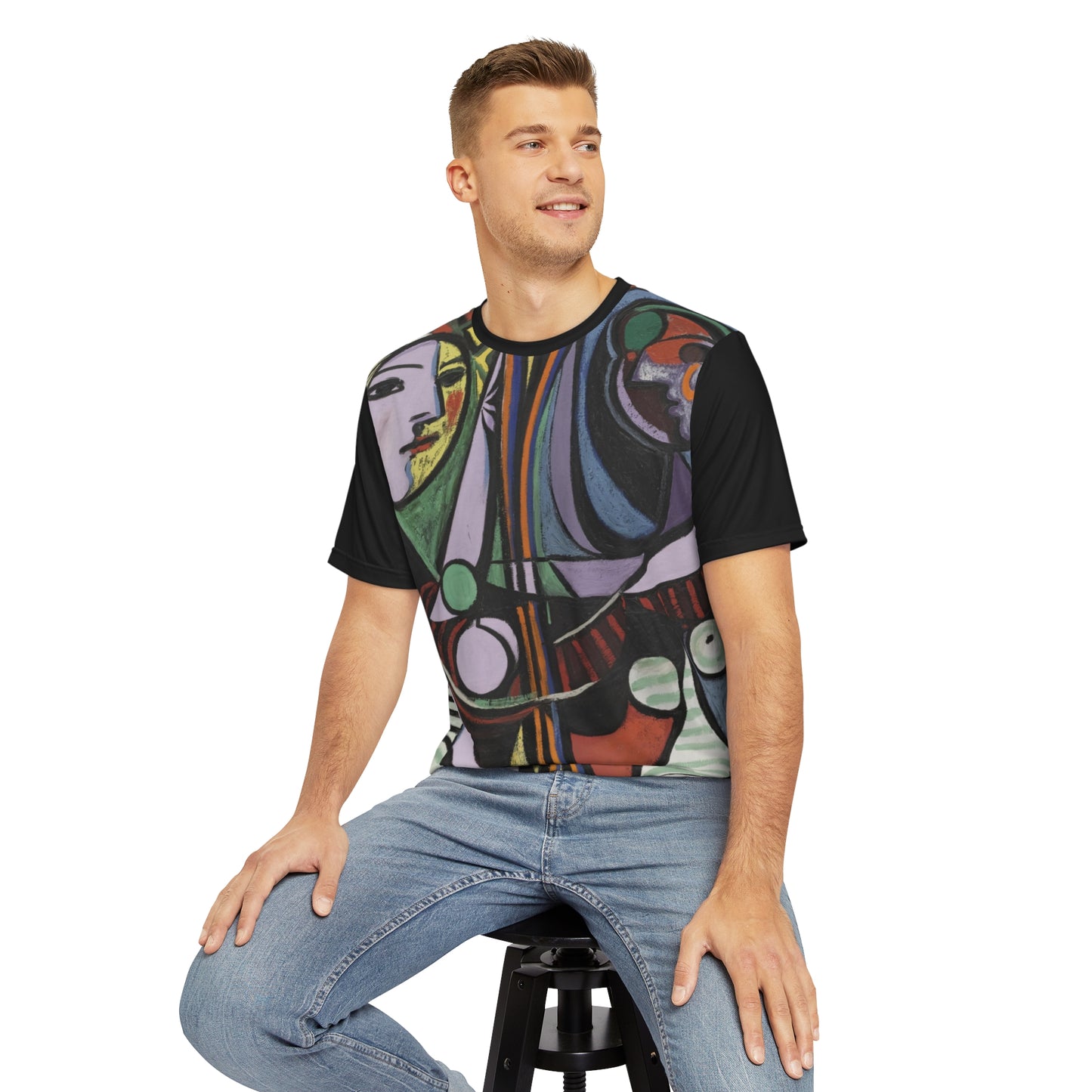 Pablo Picasso Painting Girl before a Mirror Classic Art Men's Polyester Tee (AOP)-All Over Prints-Geotrott