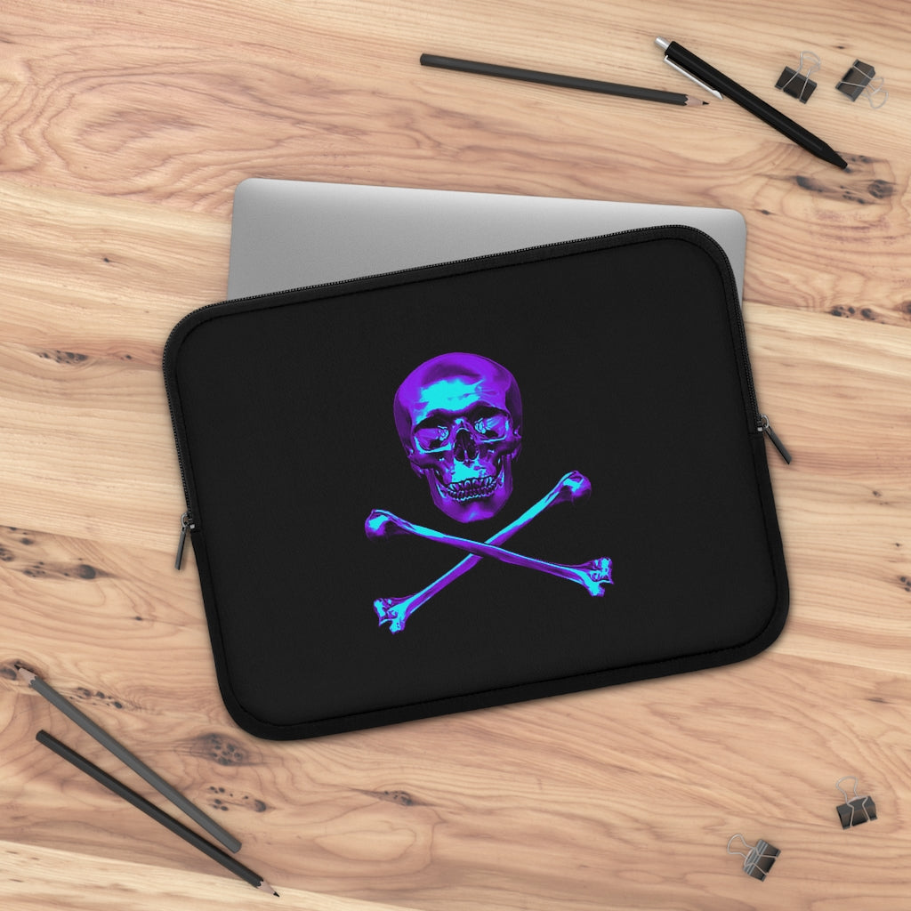 Geotrott Purple Blue Skull And Bones Black Laptop Sleeve