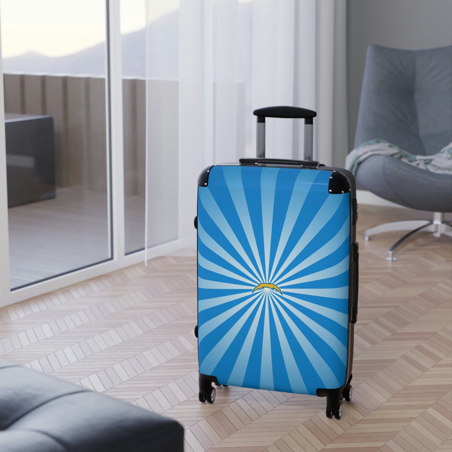 Geotrott Los Angeles Chargers National Football League Nfl Team Logo Cabin Suitcase Rolling Luggage Checking Bag