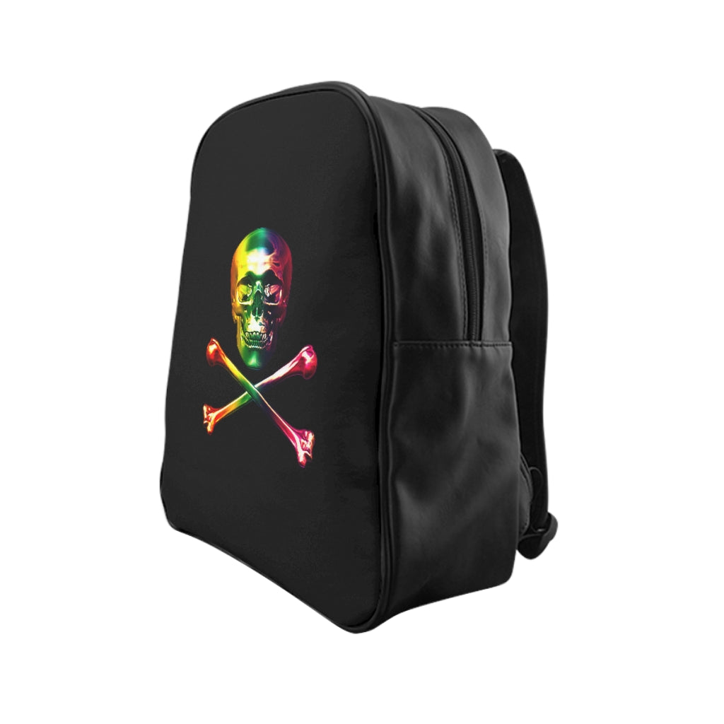 Geotrott Black Skull And Bones Multicolor School Backpack Carry-On Travel Check Luggage 4-Wheel Spinner Suitcase Bag Multiple Colors And Sizes