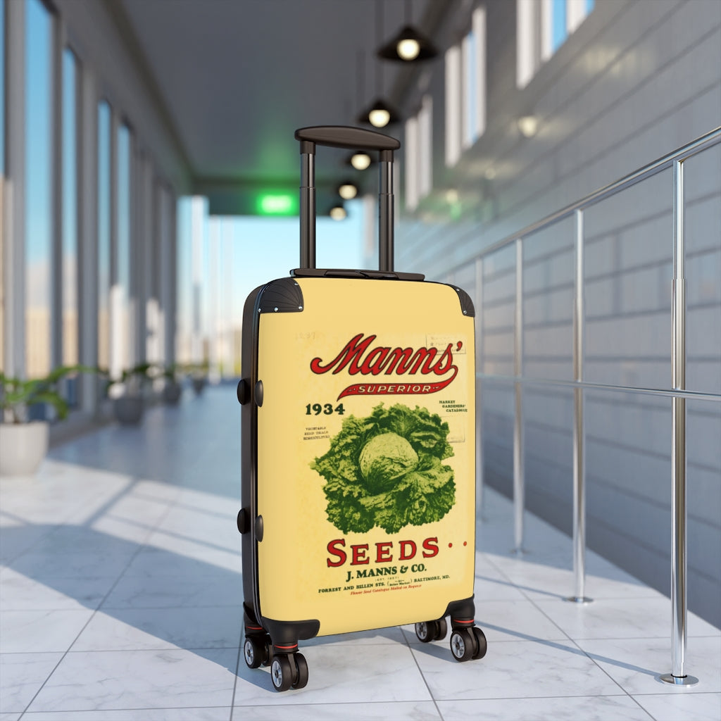 Getrott Manns Superior Seeds Catalogue Farm Collection Cabin Suitcase Extended Storage Adjustable Telescopic Handle Double wheeled Polycarbonate Hard-shell Built-in Lock-Bags-Geotrott