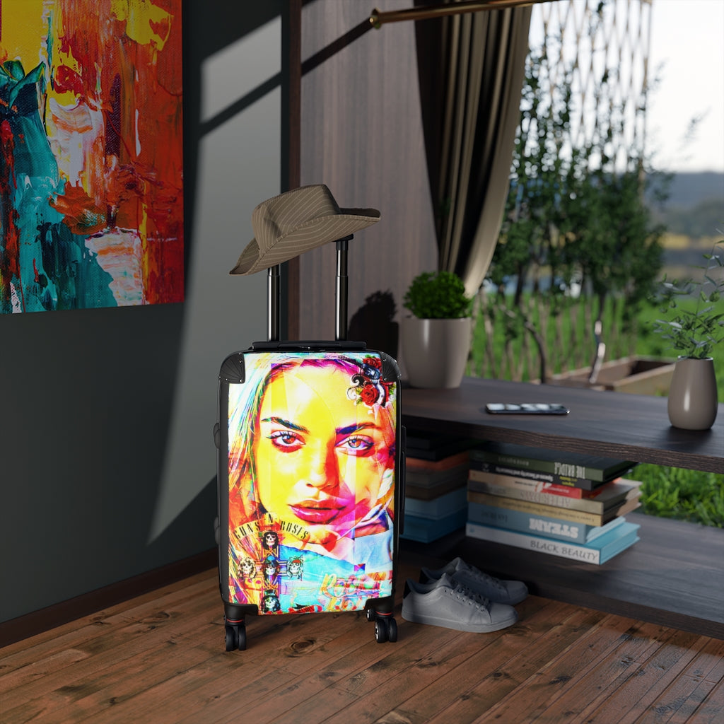 Geotrott Ava Face Graffiti Art Cabin Suitcase Extended Storage Adjustable Telescopic Handle Double Wheeled Polycarbonate Hard-Shell Built-In Lock