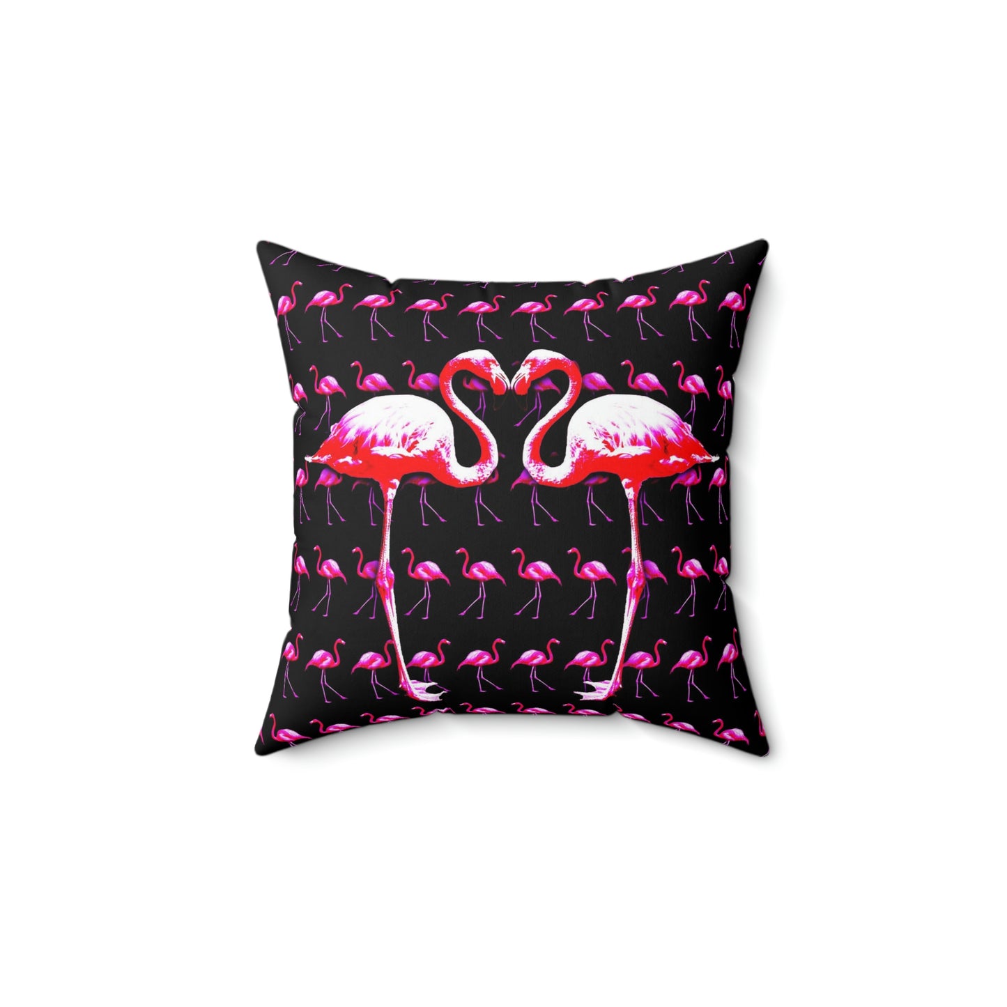 Geotrott Pink Flamingo Birds Kissing Art Spun Polyester Square Pillow