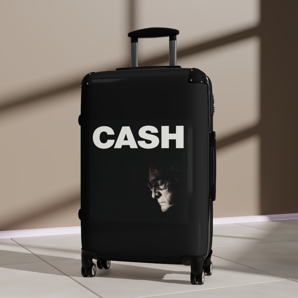 Geotrott Johnny Cash Black Cabin Suitcase Extended Storage Adjustable Telescopic Handle Double Wheeled Polycarbonate Hard Shell Built In Lock Carry On Travel Check Luggage 4 Wheel Spinner Suitcase Bag Multiple Colors And Sizes