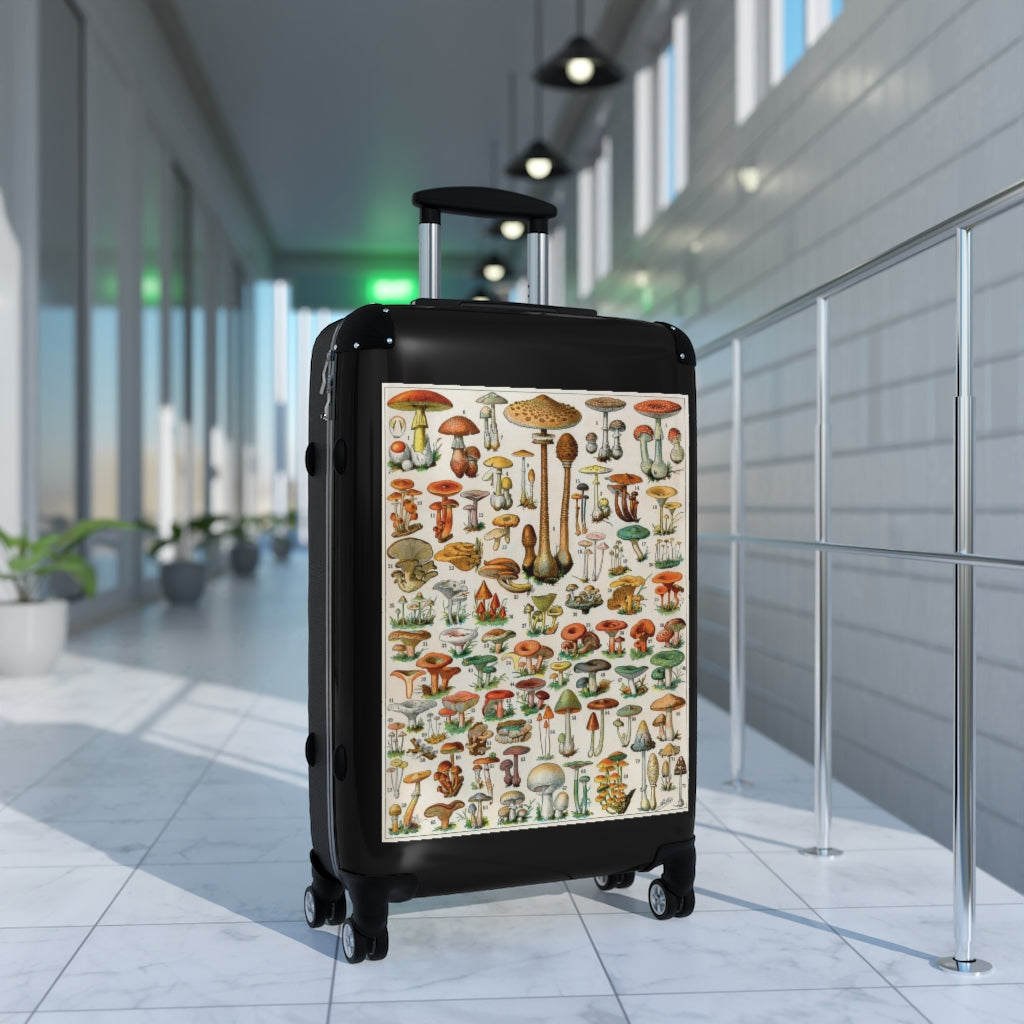 Geotrott Mushroom Variaties Old Botanical World Classic Poster Cabin Suitcase Extended Storage Adjustable Telescopic Handle Double Wheeled Polycarbonate Hard-Shell Built-In Lock