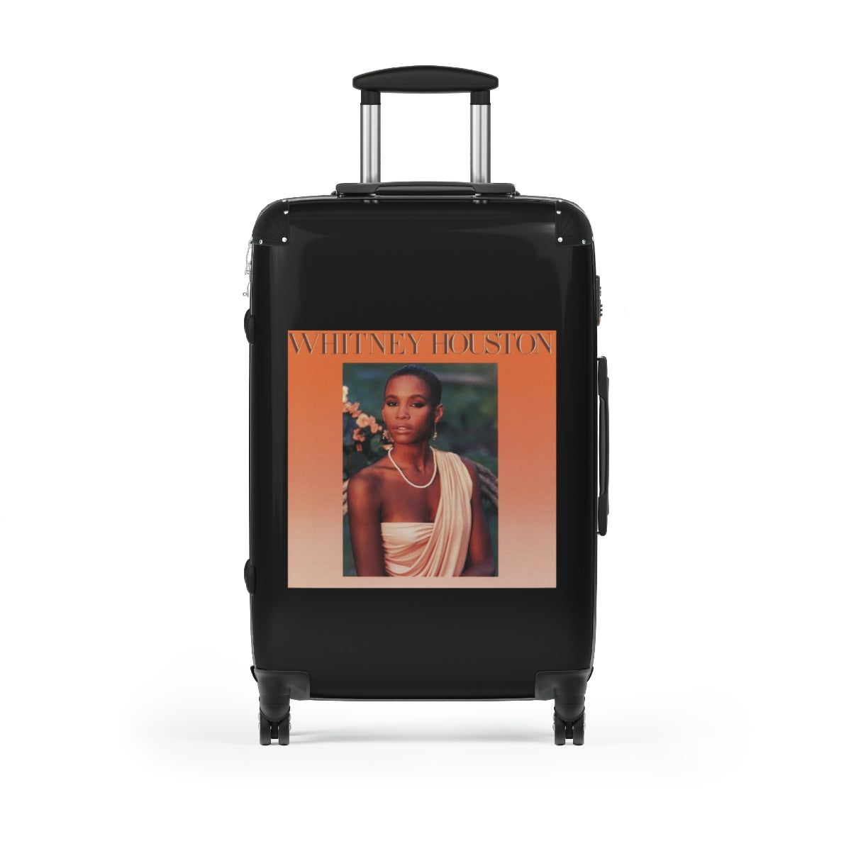 Geotrott Whitney Houston Whitney Houston 1985 Black Cabin Suitcase Extended Storage Adjustable Telescopic Handle Double Wheeled Polycarbonate Hard Shell Built In Lock