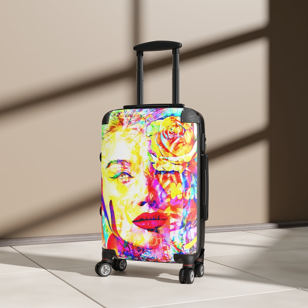 Getrott Luna Face Graffiti Art Cabin Suitcase Extended Storage Adjustable Telescopic Handle Double wheeled Polycarbonate Hard-shell Built-in Lock-Bags-Geotrott