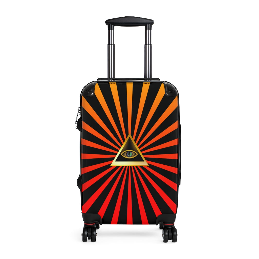Geotrott Triangle Eye Illuminati Red Esoteric Cabin Suitcase 2 Extended Storage Adjustable Telescopic Handle Double Wheeled Polycarbonate Hard-Shell Built-In Lock