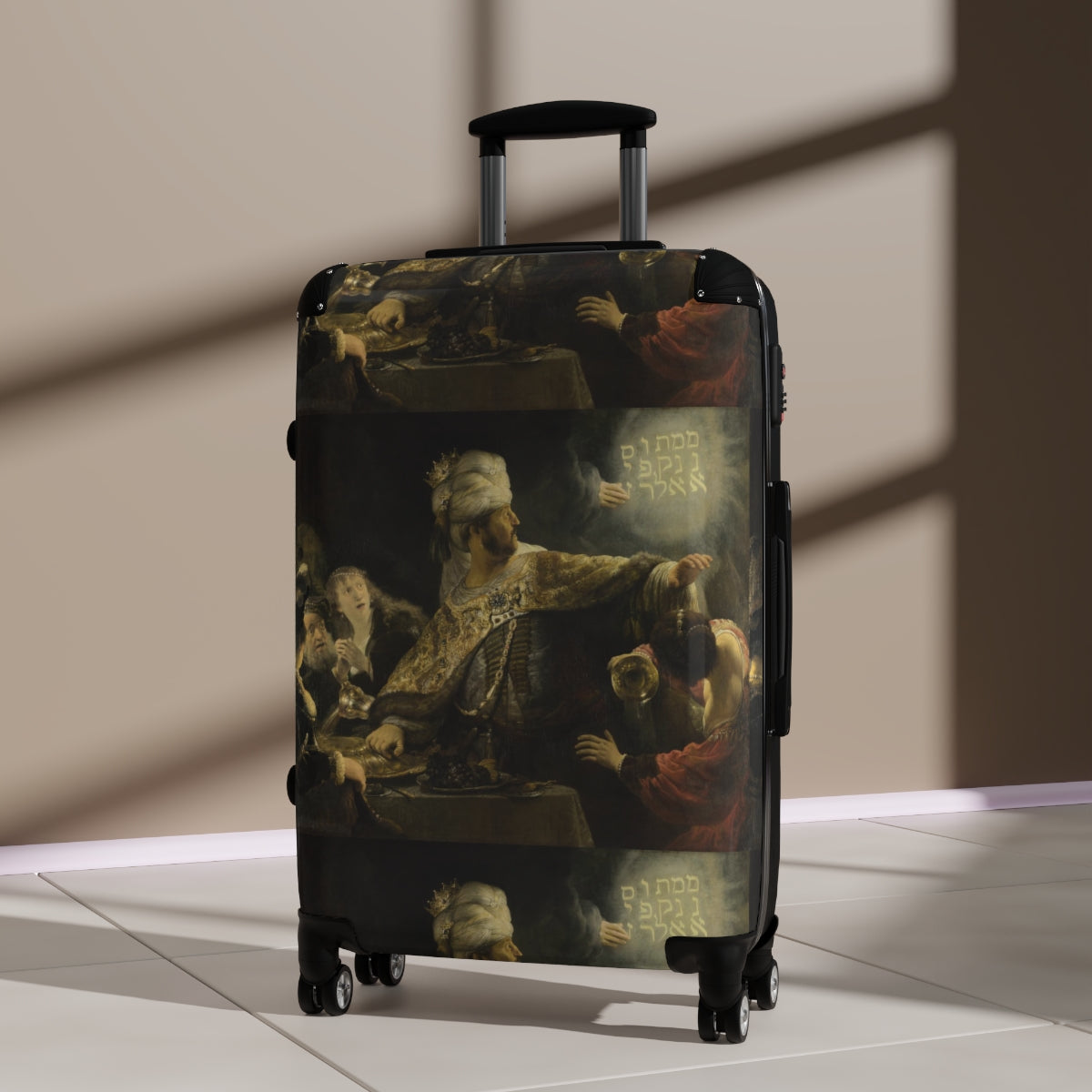 Getrott Belshazzars Feast by Rembrandt Black Cabin Suitcase Extended Storage Adjustable Telescopic Handle Double wheeled Polycarbonate Hard-shell Built-in Lock-Bags-Geotrott