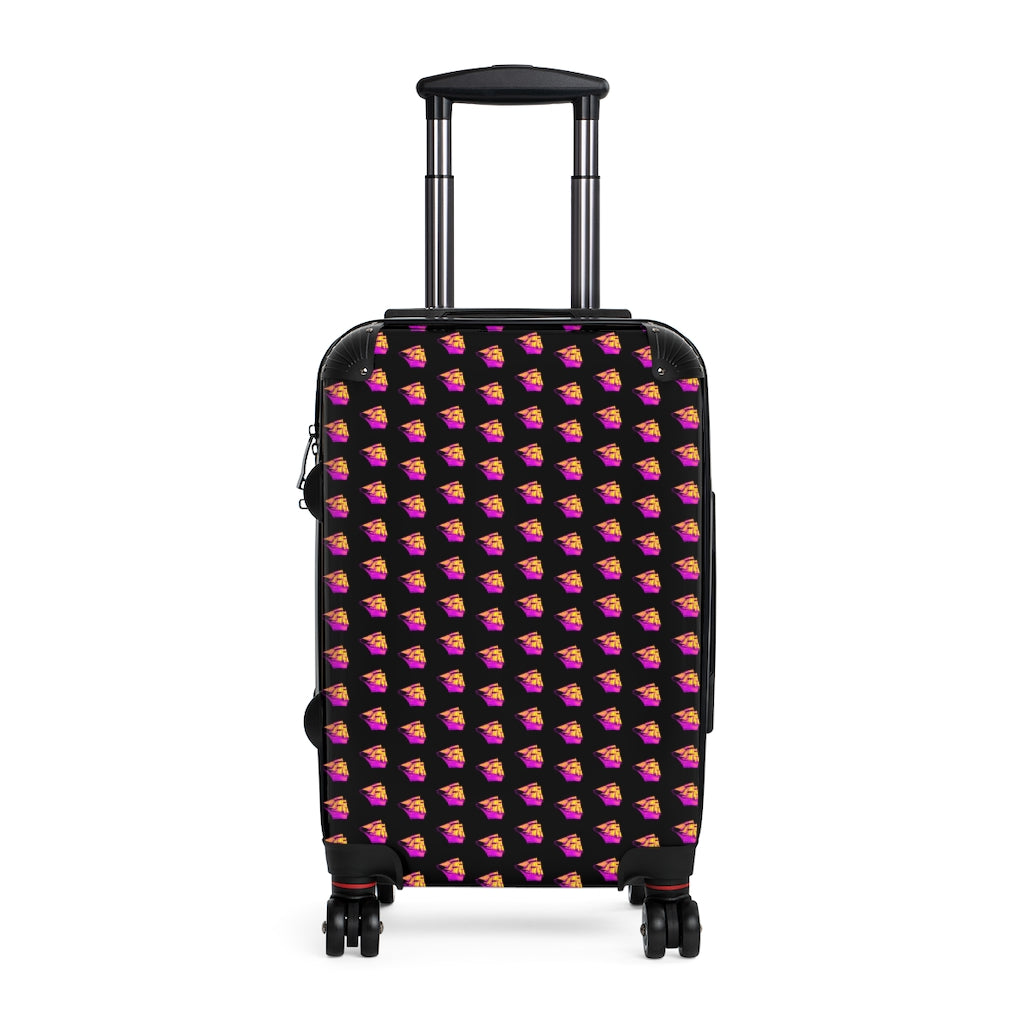 Geotrott Old Sail Ships Pink Pattern Black Cabin Luggage Extended Storage Adjustable Telescopic Handle Double Wheeled Polycarbonate Hard-Shell Built-In Lock